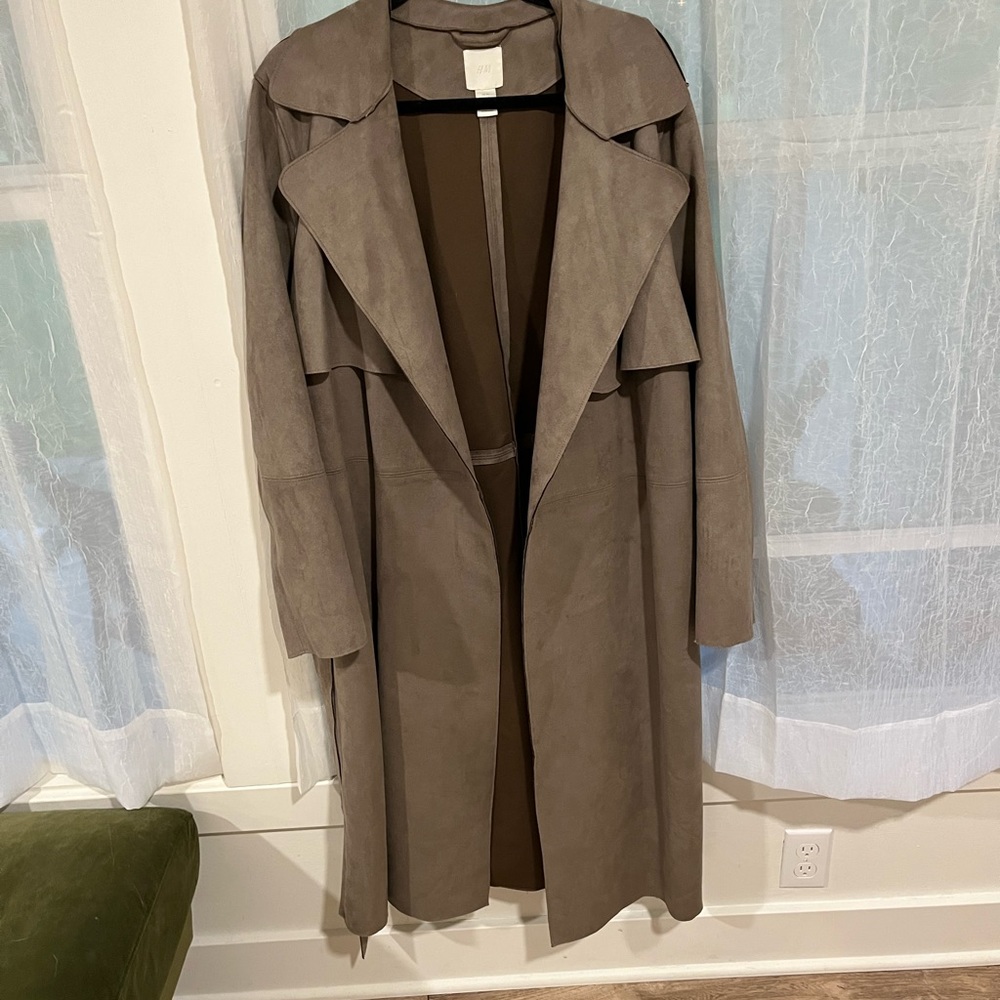 H&M faux suede trench coat